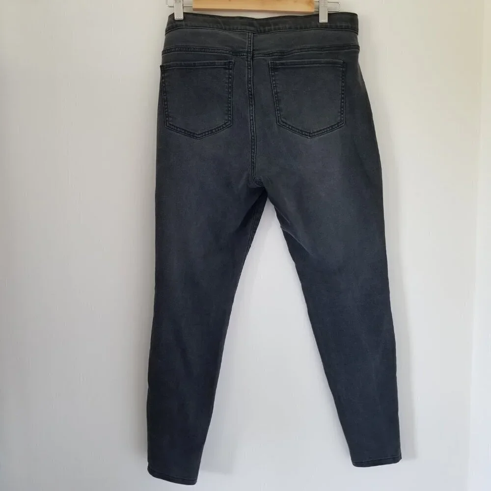 J Jill Womens Denim 5 Pocket Leggings Jeggings Vintage Black Wash Grunge Moto 10 - Picture 2 of 12